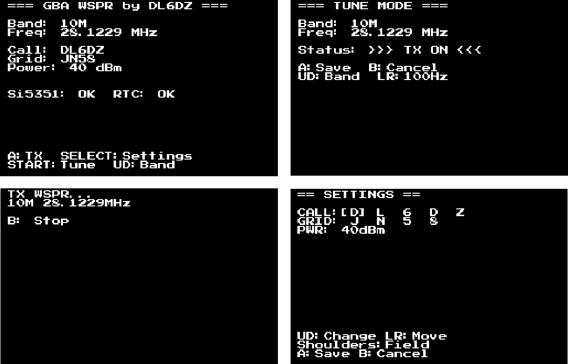 GBA-WSPR user interface